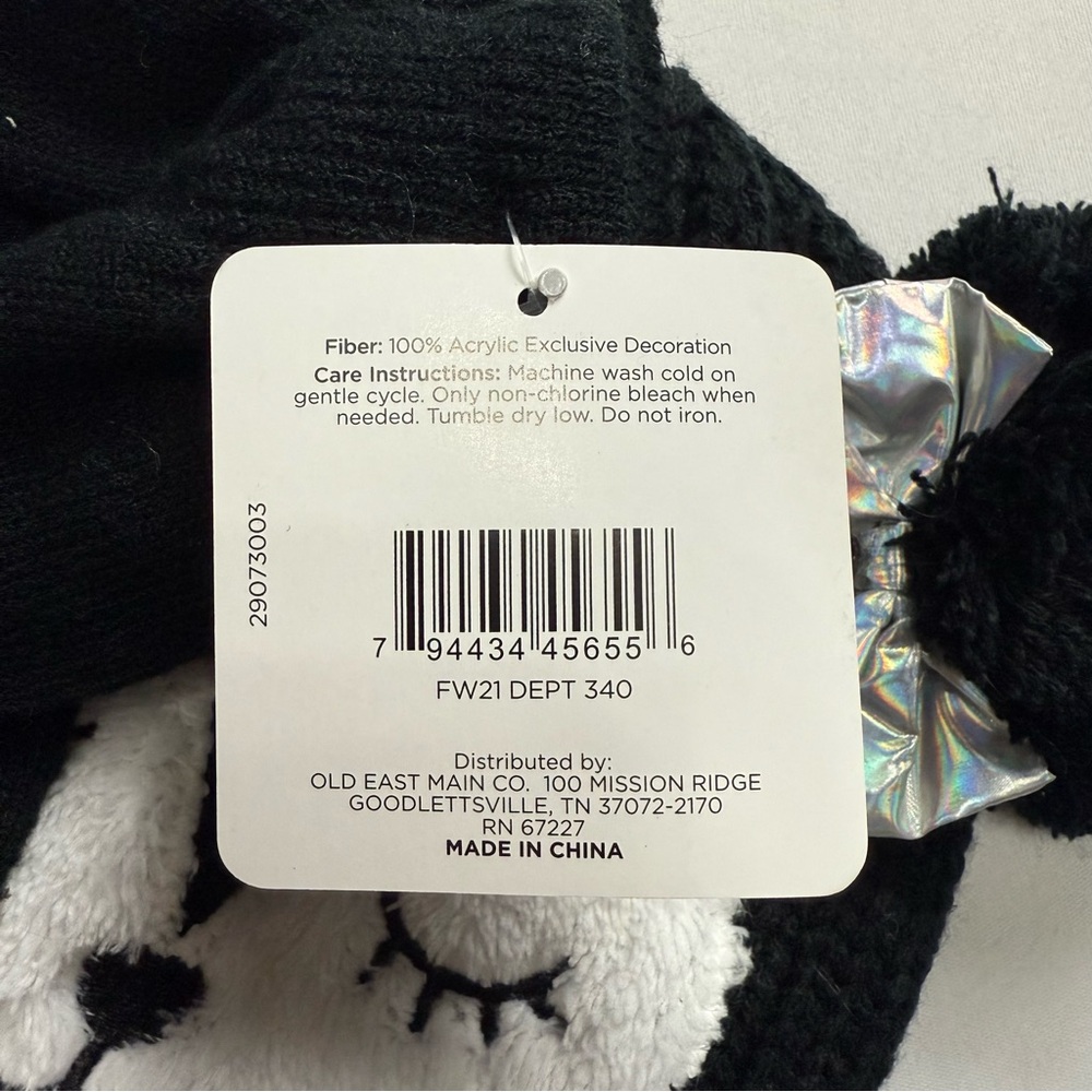 Girls' Winter Hat & Gloves Set Black Knit Critter Beanie with Silver Bow NWT - Picture 7 of 7